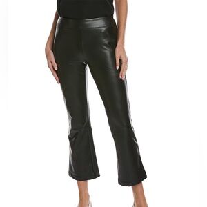 Nanette Lepore Black Faux Leather Flare Cropped Pants Leggings XL